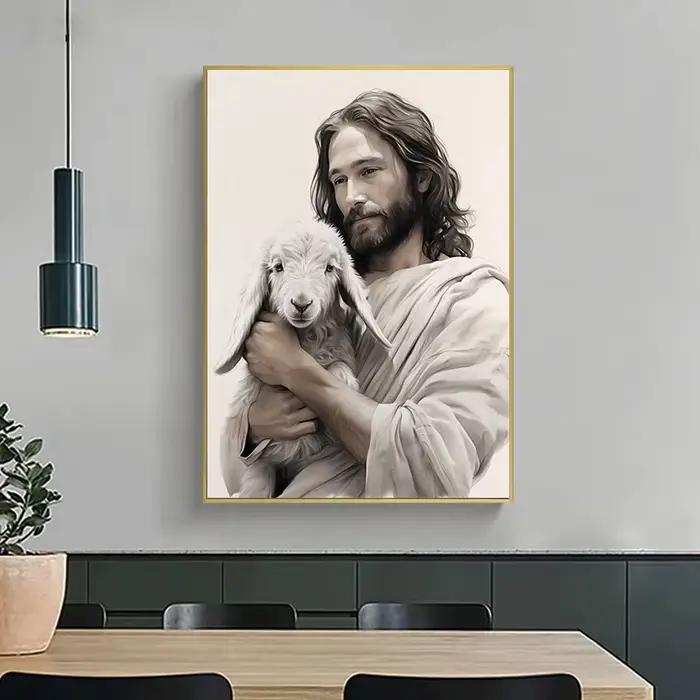 Affiche d'art de jésus promenades sur l'eau