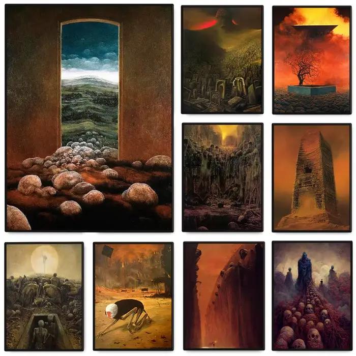 Pologne artiste Zdzislaw Beksinskis œuvres d'art affiche esthétique sombre surréalisme toile peinture mur Art pour salon décor à la maison