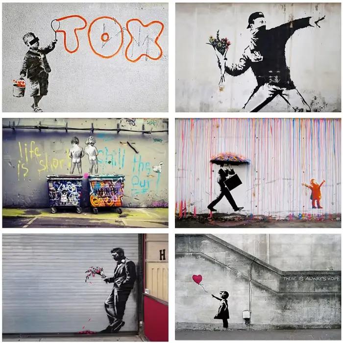 Banksy Art Street Graffiti mur Art toile peintures affiches modernes et impressions sur le mur pour salon décor Cuadros