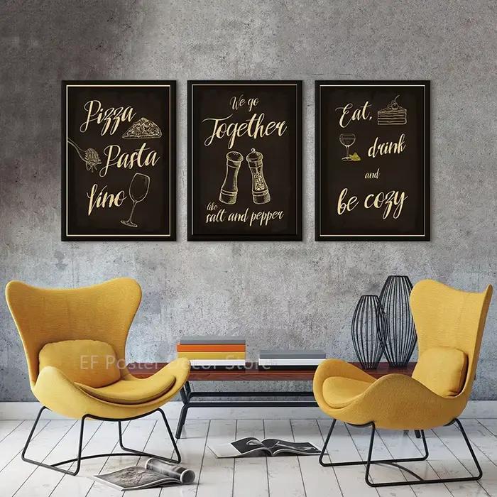 Affiches de tableau noir de nourriture de cuisine vintage