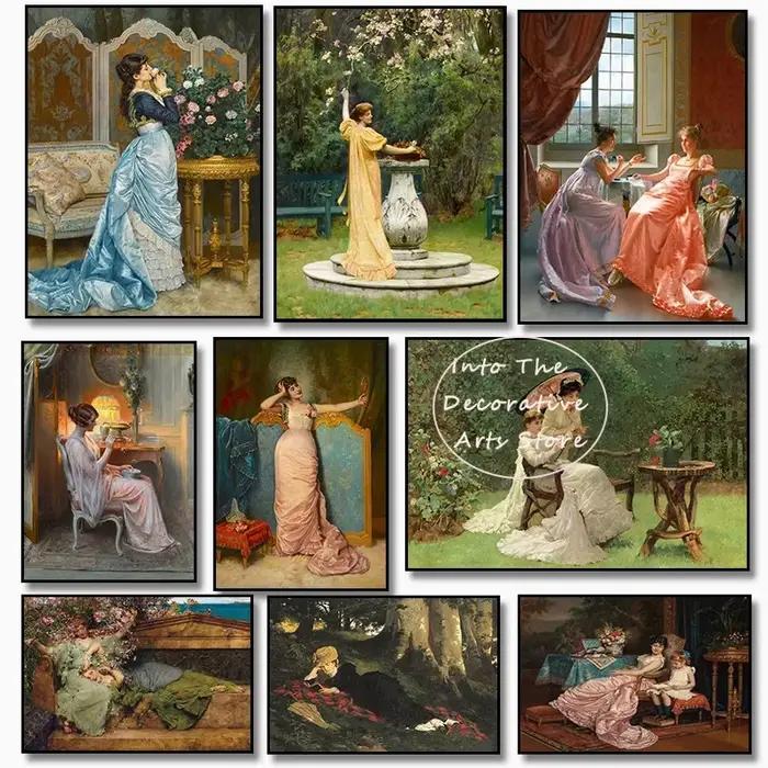 Affiche sur toile de portrait féminin élégant de style victorien vintage