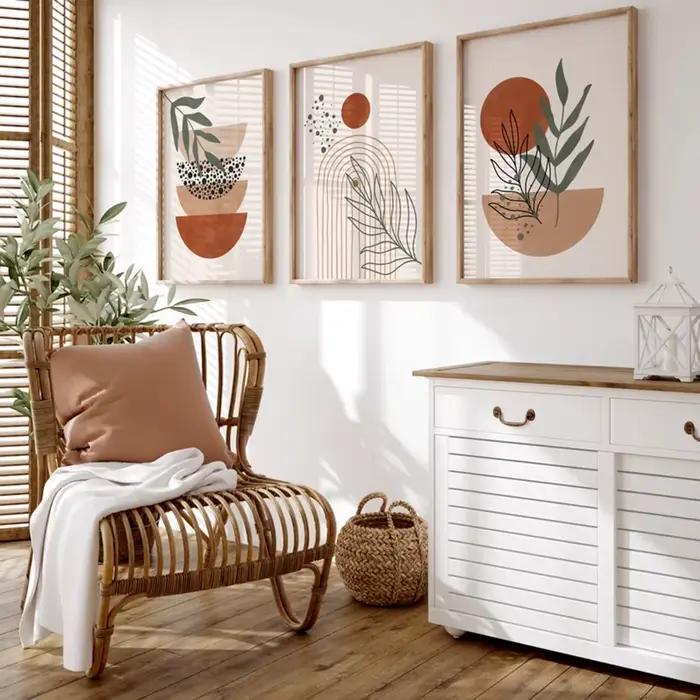 Ensemble de 3 affiches d'art mural Boho en terre cuite