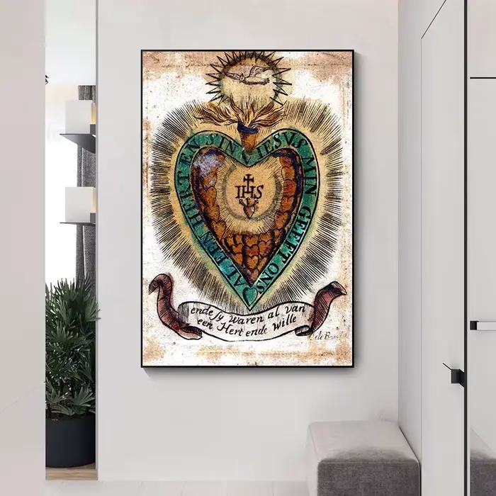 Toile de peinture du sacré cœur de jésus