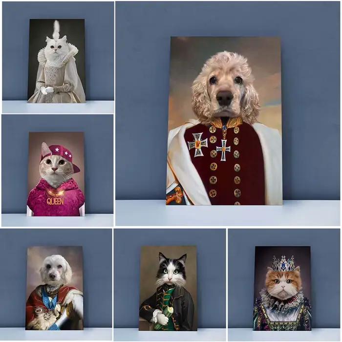 Lady princesse chien Animal Photo chat fille photos murales pour salon nordique affiche mur Art toile peinture décor à la maison sans cadre