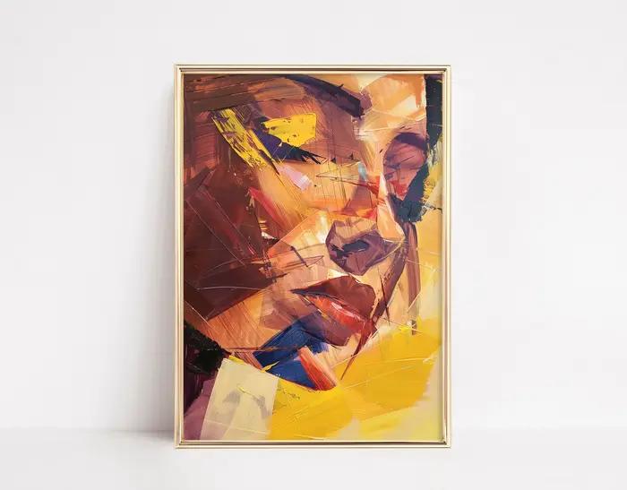 Affiche abstraite de visage de femme et de fille