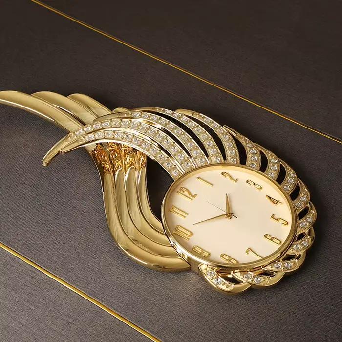 Horloge murale dorée pour chambre à coucher, art esthétique, horloge murale moderne de luxe, horloge murale silencieuse pour bureau, mécanisme silencieux, accessoires de décoration intérieure