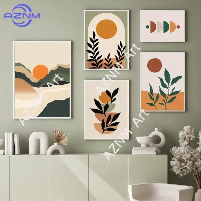 Peinture sur toile abstraite avec paysage de montagne