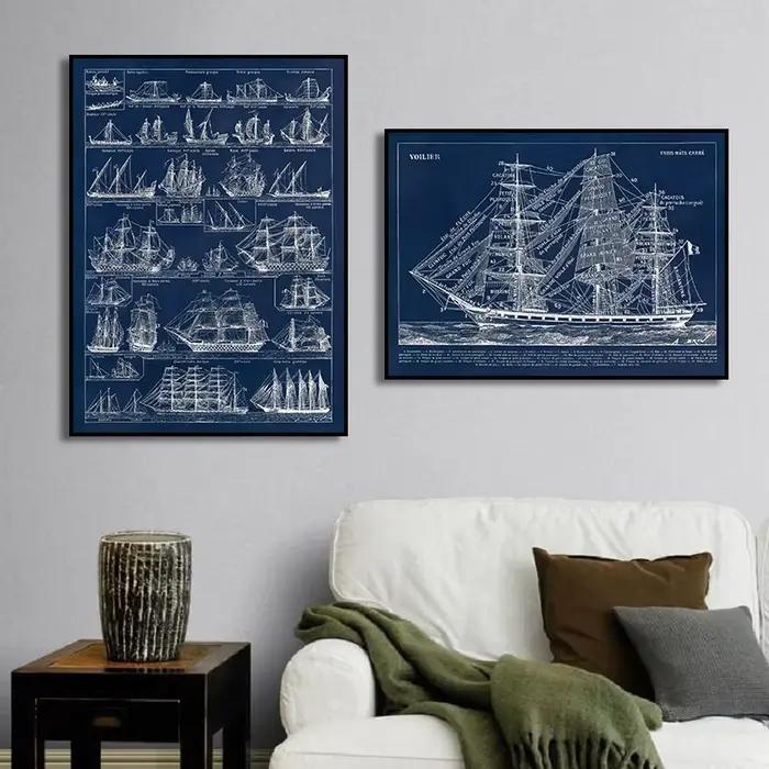 Affiche de bateau nautique ancien