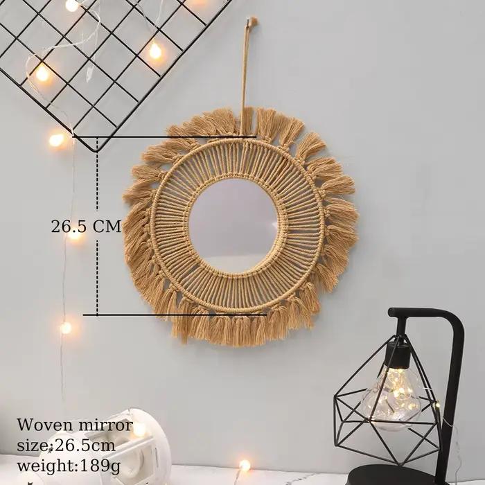Miroir Mural Créatif en Macramé Tissé à la Main