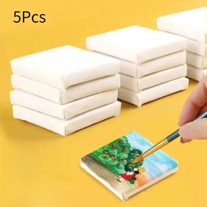 5 mini tableaux blancs en toile pour la peinture