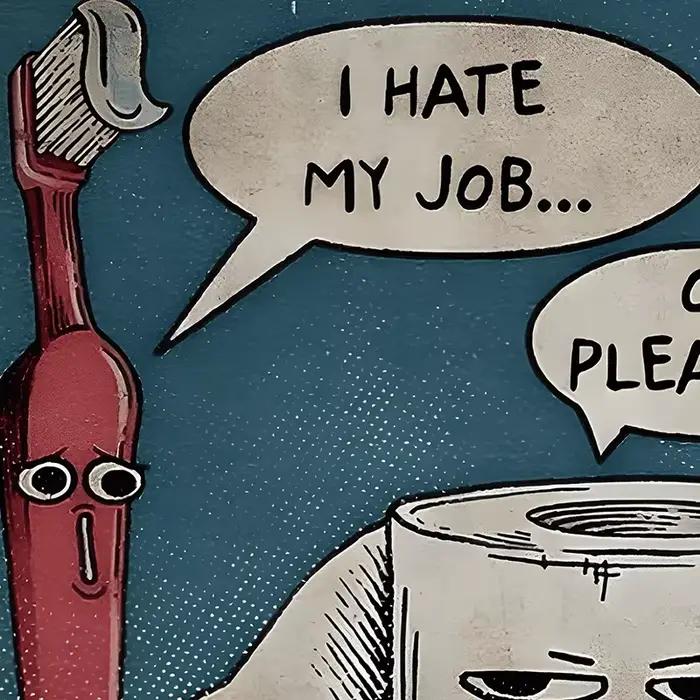 Affiche humoristique en papier toilette et brosse à dents
