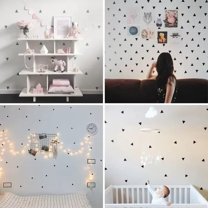 Petit triangle stickers muraux pour enfants chambres Monochrome/multicolore decoration chambre autocollant mural