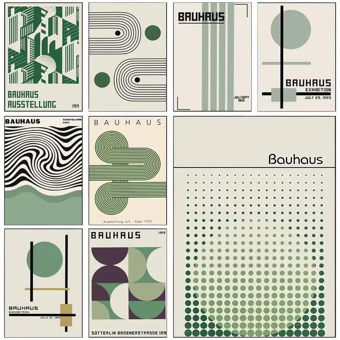 B-Bauhaus – affiche moderne de lignes de couleur verte