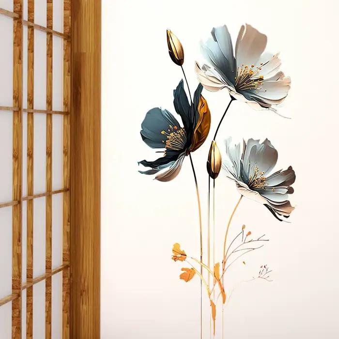 Autocollant mural de fleurs magnifiques pour décoration de fond de salon