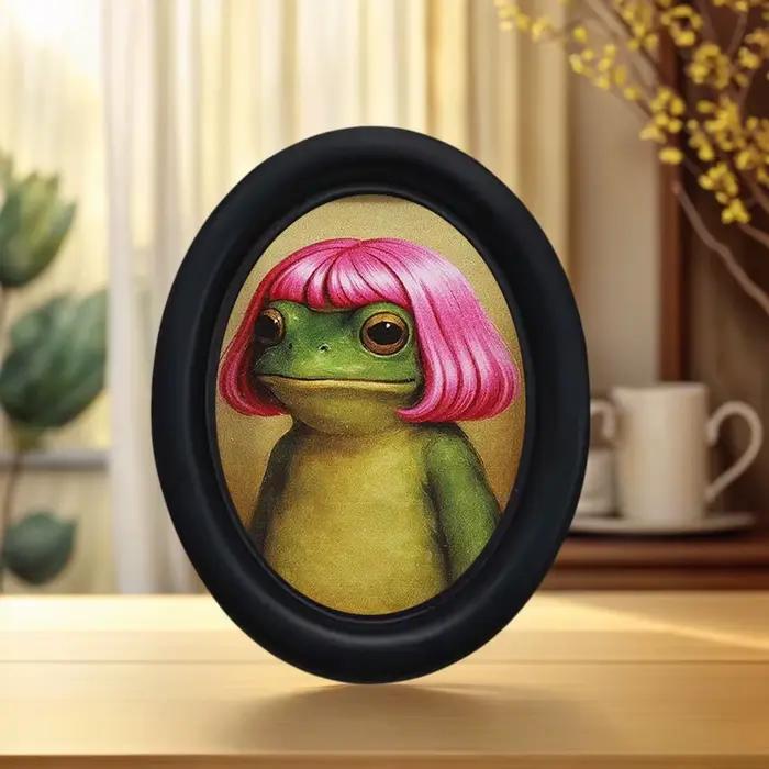 1 pièce de décoration murale amusante en forme de grenouille aux cheveux roses