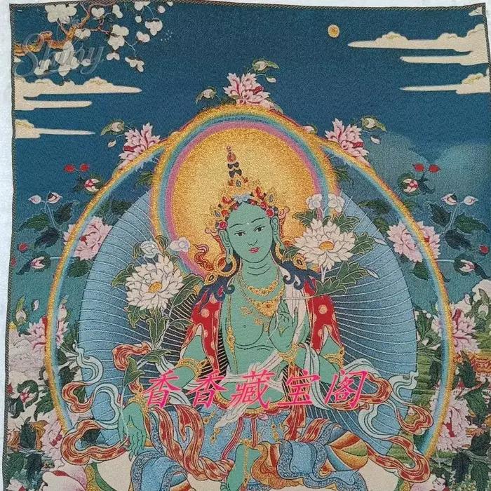 Peinture Thangka Tara verte 35.4 pouces