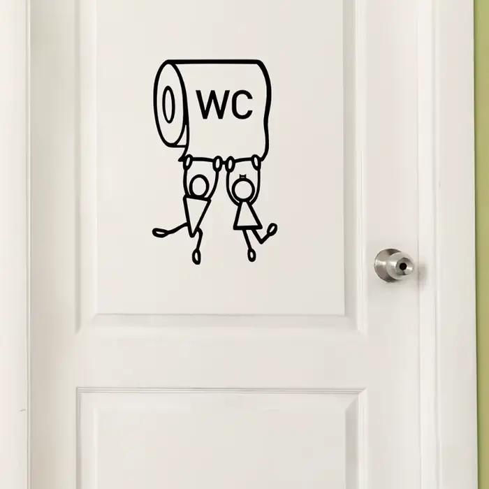 Autocollant mural «WC» en PVC
