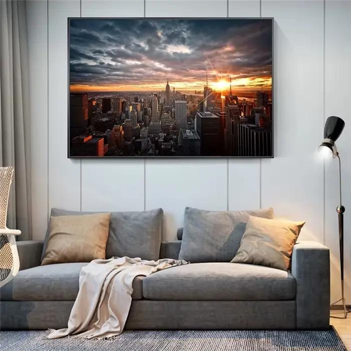 Peintures sur toile avec vue au coucher du soleil de la ville de New York