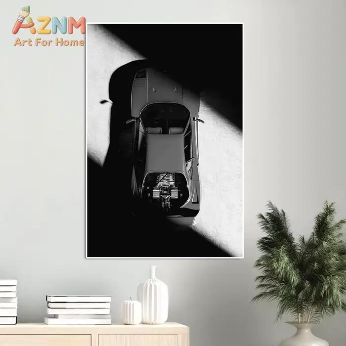 AZNM Ferrari F40 Impression d'art mural noir et blanc
