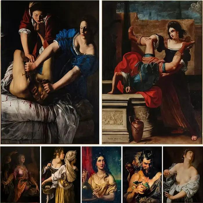 Affiche féministe Vintage baroque italienne de la Renaissance, Artemisia Gentileschi, peinture sur toile d'art mural pour décoration de chambre et de maison