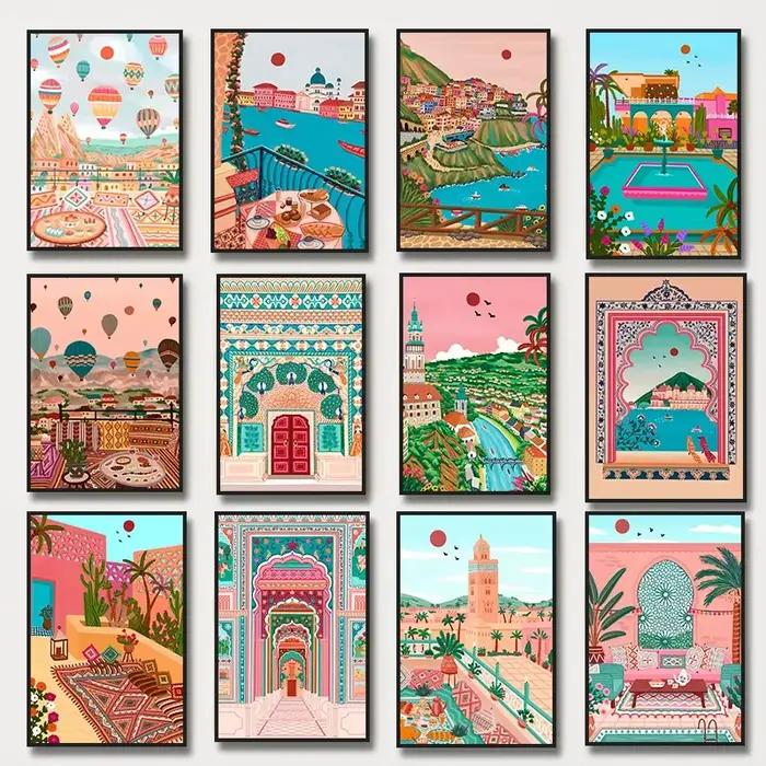 Affiche Murale de Ville de Voyage avec Porte du Maroc