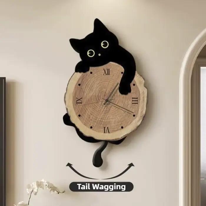 Horloge murale créative en forme de chat