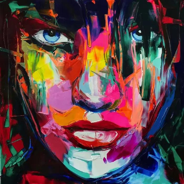 Artcozy Francoise Nielly couteau Spray toile peinture abstraite Portrait visage peinture à l'huile Figure mur Art photos décoration de la maison