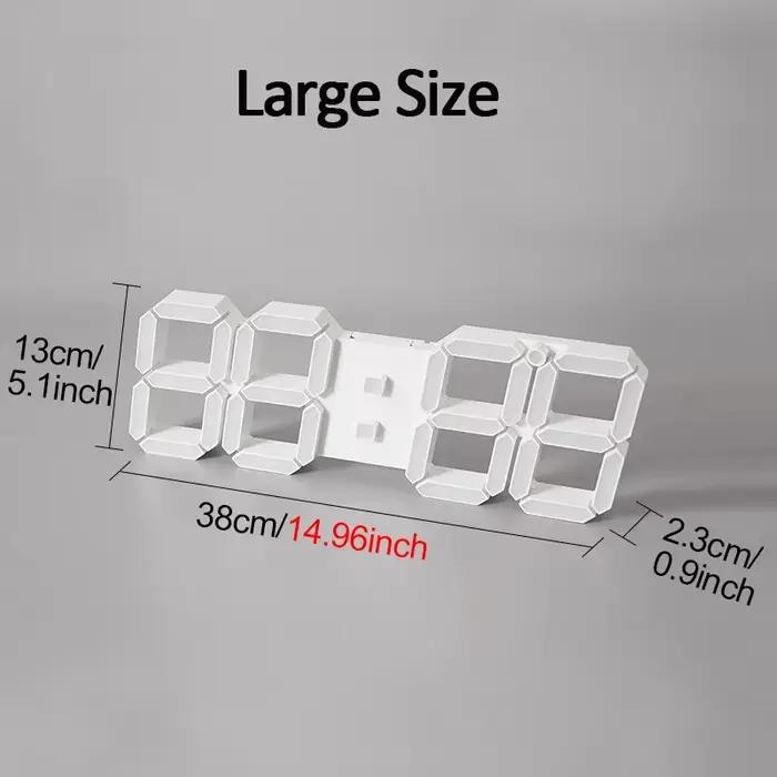 Grande horloge murale LED 3D avec télécommande