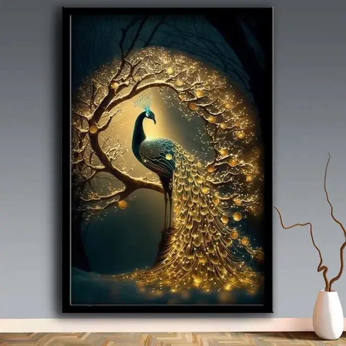 Peinture sur toile d'arbre de paon doré