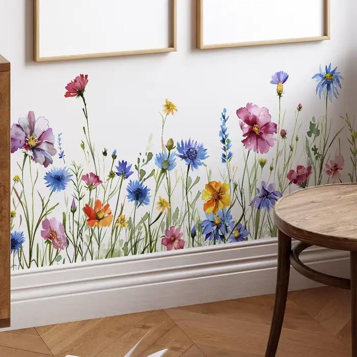 Autocollant mural décoratif en vinyle à fleurs pour chambre de fille