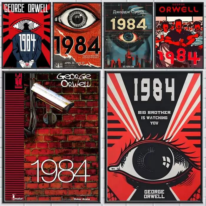 1984 G-George O-Orwell affiche HD autocollants muraux auto-adhésifs peinture murale | décalcomanies pour chambre et salon | cadeau de décoration intérieure