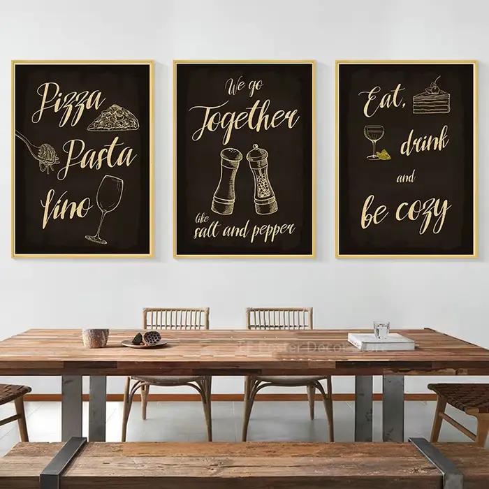 Affiches de tableau noir de nourriture de cuisine vintage