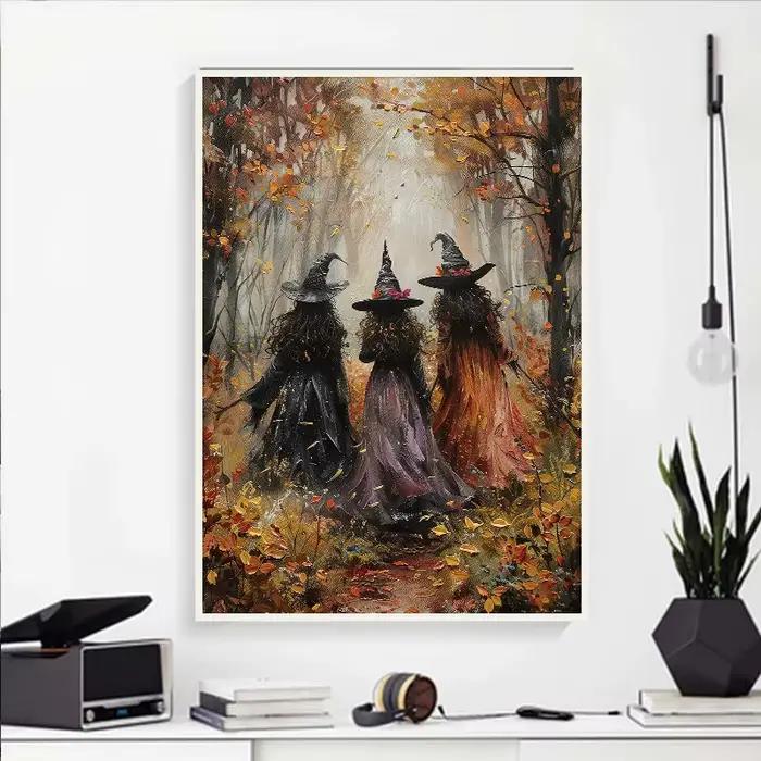 Affiche de décoration murale de sorcière foncée d'halloween