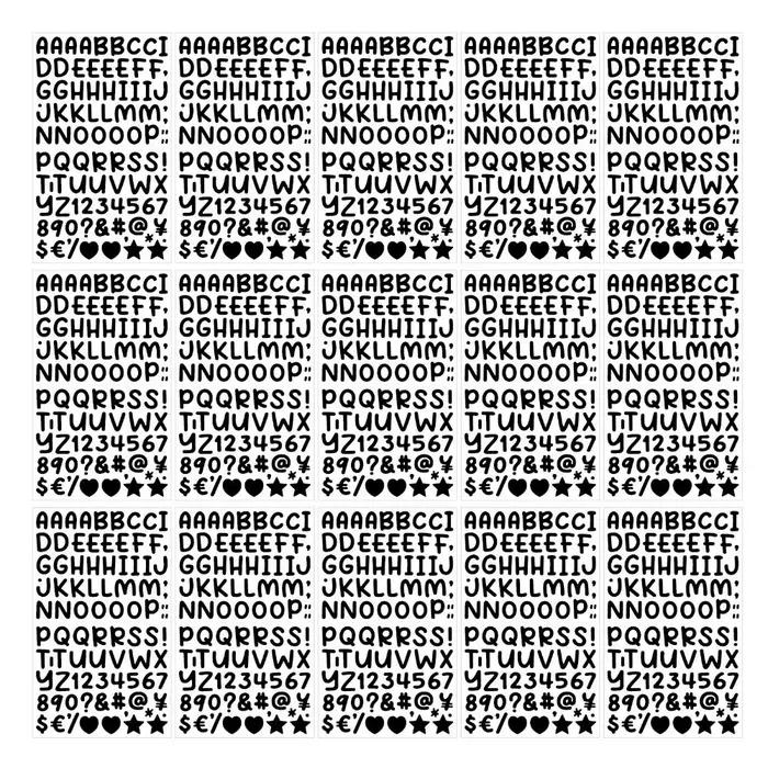 26 lettres numéro dessin animé lettre autocollant 0.5 pouces