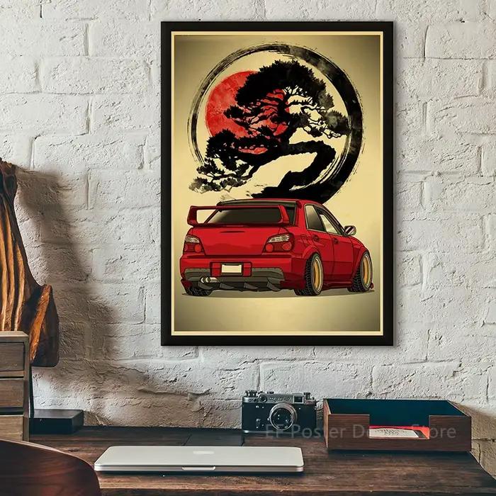Affiche de samouraï de voitures japonaises