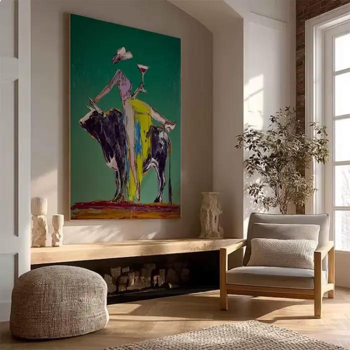 Peinture à l'huile abstraite faite à la main sur toile