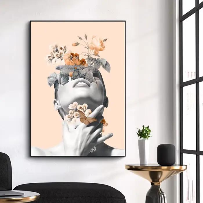 Art Abstrait moderne Peinture Sur Toile Fleurs Femme Art Mural Affiches Mur Photo pour Salon Maison Mur Cuadros Décor