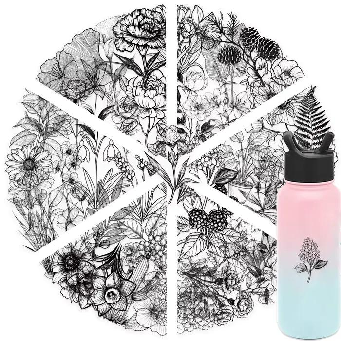 Autocollants à motifs de plantes noires et blanches