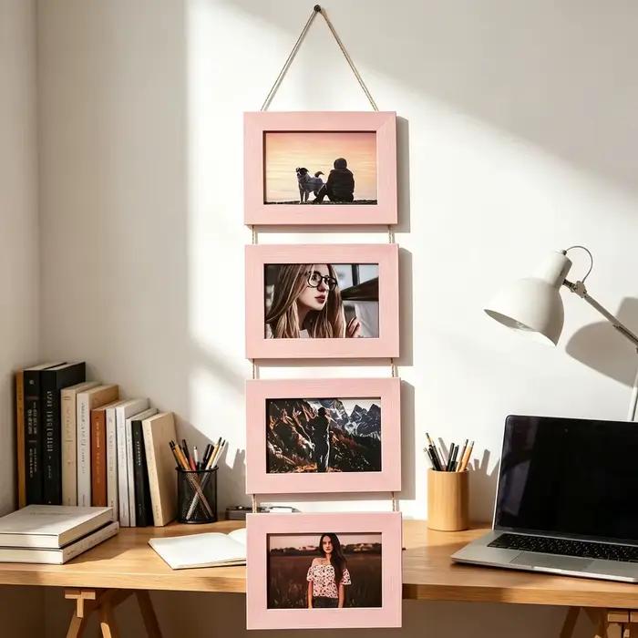 Cadre photo mural rustique en bois, collage de photos multiples, cadre vintage en bois assemblé pour galerie domestique