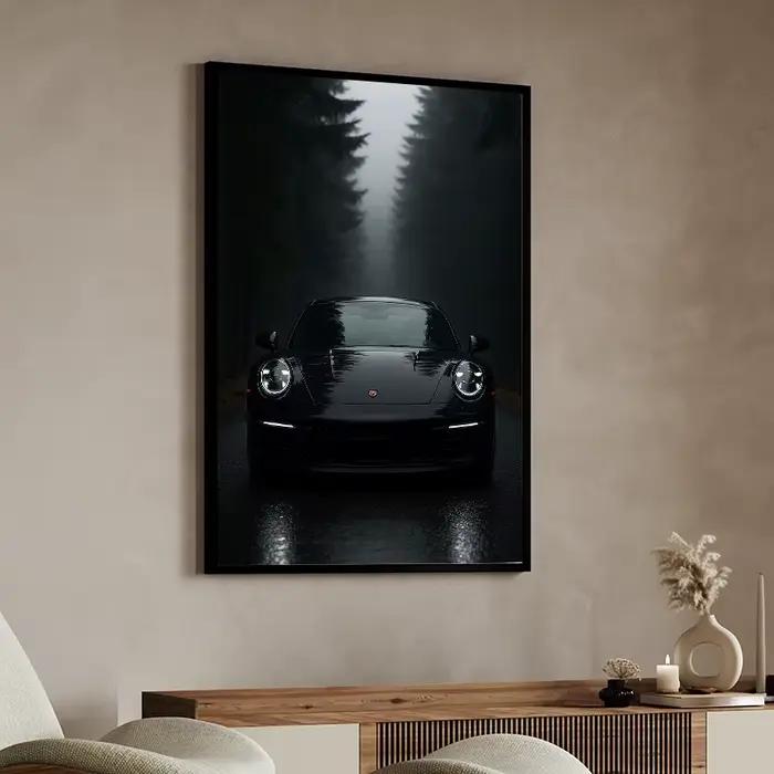 Affiche d'art de voiture de luxe noir et blanc
