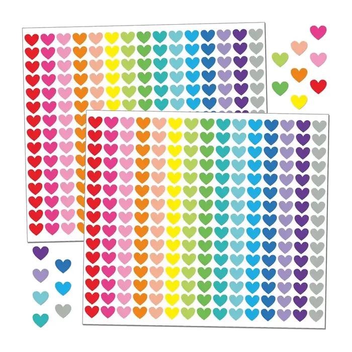 10 feuilles de petits autocollants, 2250 autocollants en forme de cœur, 15 couleurs, autocollants en forme de cœur pour les cadeaux de fête, l'artisanat, le scrapbooking, ensemble d'autocollants
