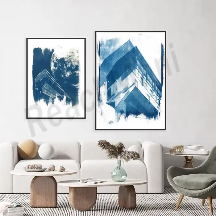 Affiche imprimée sur toile cyanotype