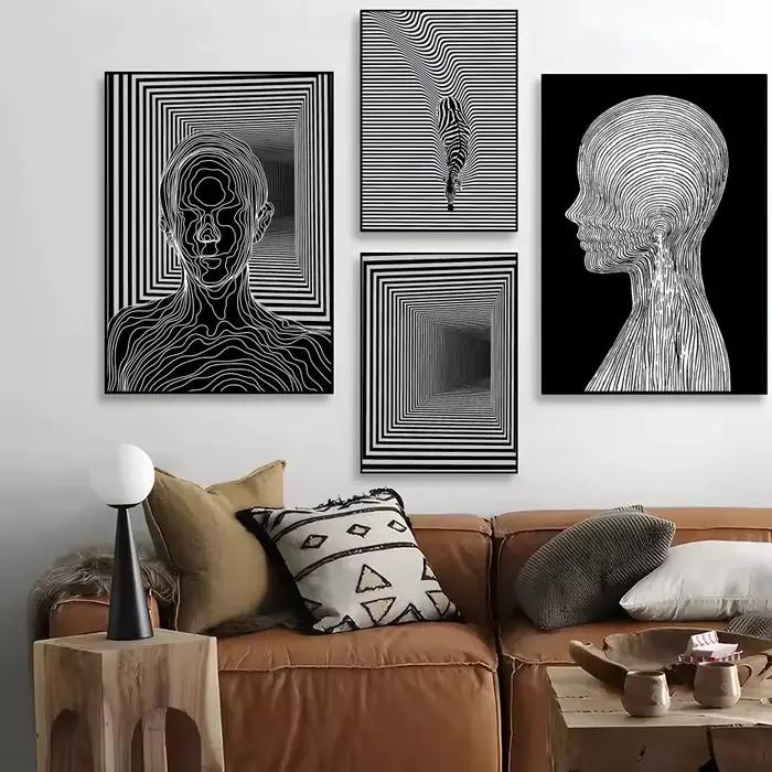 Affiche d'illusion d'optique noir et blanc