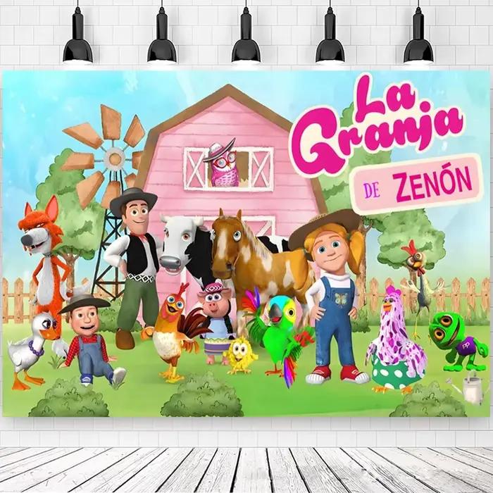 Thème De ferme d'herbe verte La Granja De Zenon fond De fête personnalisé décorer enfants 1er anniversaire bébé douche