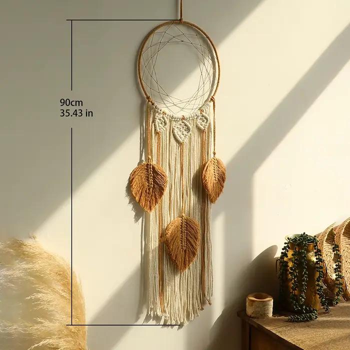 Grand Attrape-rêve Mural en Macramé de Style Boho