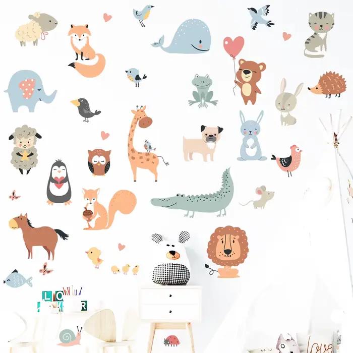 Autocollants muraux d'animaux de dessin animé
