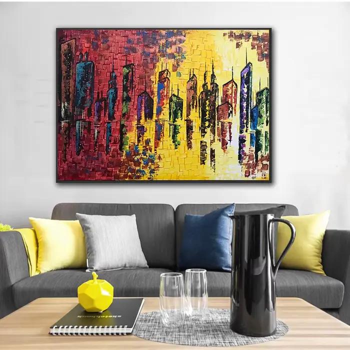 Peinture Murale de Paysage de Ville Colorée