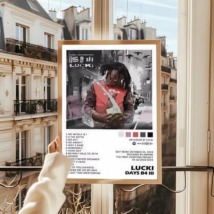 Pop Rap L_LUCKI Album HD lin toile affiche mur Art imprime pour salon chambre bureau décoration de la maison cadeau