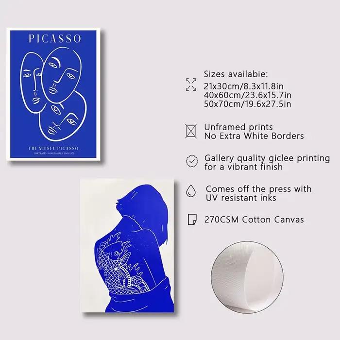 Affiche d'art mural simple bleu Klein abstrait