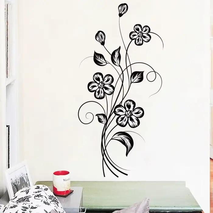 Autocollant de fleur noire